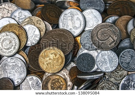 Old coins of different nationalities, from different periods