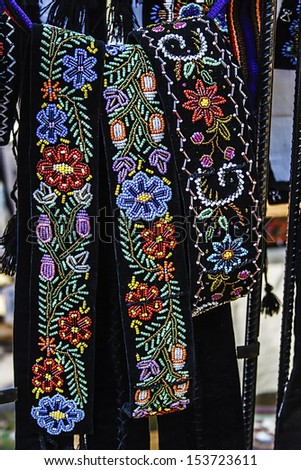 Wide belts men, and embroidered Romanian traditional