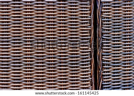 Wicker woven texture used to make garden furniture.