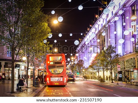 13 November 2014 Oxford Street London decorated for Christmas and New 2015 Year 13 November 2014 Oxford Street London decorated for Christmas and New 2015 Year