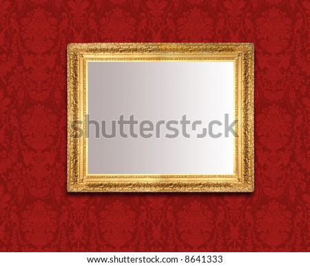 mirror wallpaper. ornamental gold mirror on
