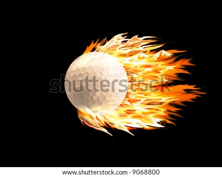 stock photo Golf ball on fire
