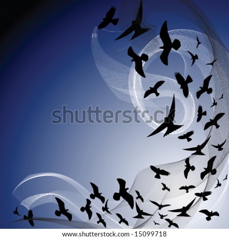 Birds Flying on Silhouette Of Birds Flying In A Dark Sky Stock Vector 15099718