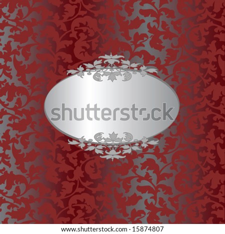 stock vector Elegant velvet wallpaper with ornate silver frame