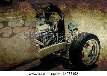 stock photo Hot rod in grungy rat rod style