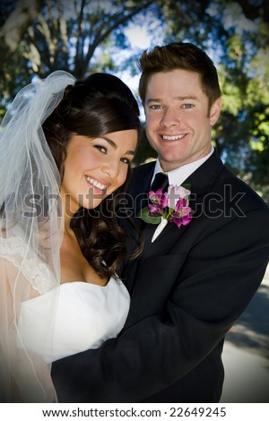 stock photo Beautiful wedding couple on their special day