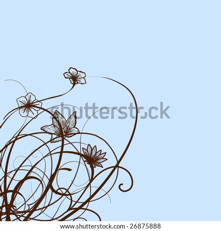 stock photo : Swirly background with flowers and room for copy