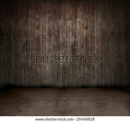 Grungy old empty wooden room