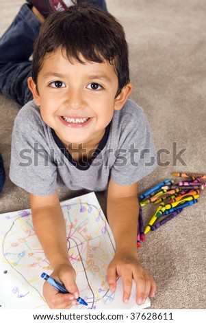 little boy coloring