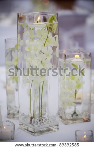 Flower And Candle Decoration For A Wedding Stock Photo 89392585