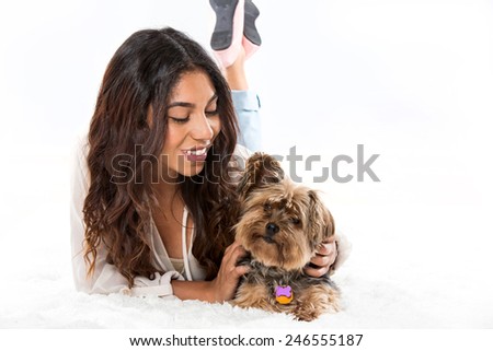 Young woman and her dog