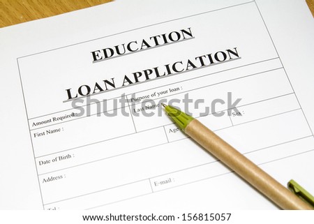 Directly above photograph of a education loan application.