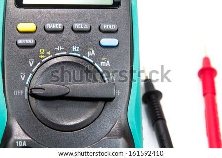 digital multimeter for determining electrical current and test circuit.