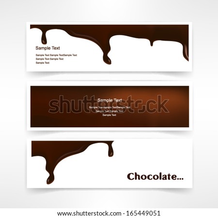 set Melted chocolate dripping set on white background vector