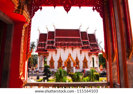Temple charong and frame ,Phuket Thailand