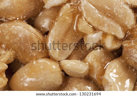 Peanut brittle as a background, macro shot