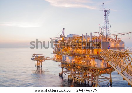 GULF OF THAILAND,THAILAND- AUGUST 25 10: Offshore petroleum production platform. Offshore platform located in gulf of Thailand on August 25, 2010.