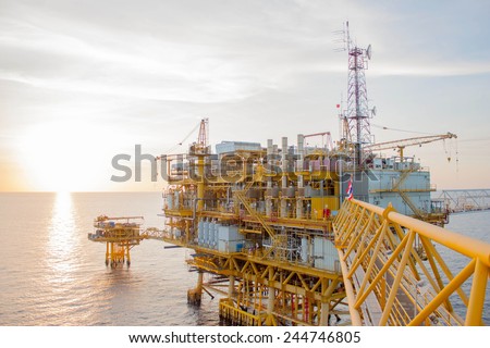GULF OF THAILAND,THAILAND- AUGUST 25 10: Offshore petroleum production platform. Offshore platform located in gulf of Thailand on August 25, 2010.