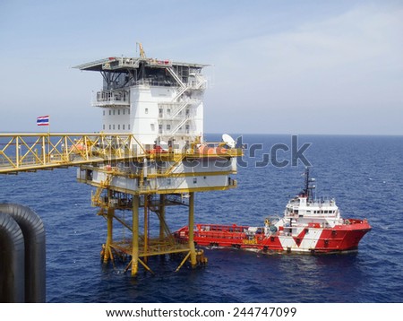 GULF OF THAILAND,THAILAND- JULY 31 12: Offshore petroleum production platform. Offshore platform located in gulf of Thailand on July 31, 2012.