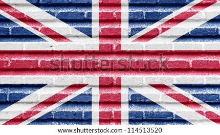 United Kingdom (UK) flag on an old brick wall