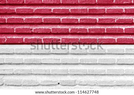 Indonesia flag on an old brick wall