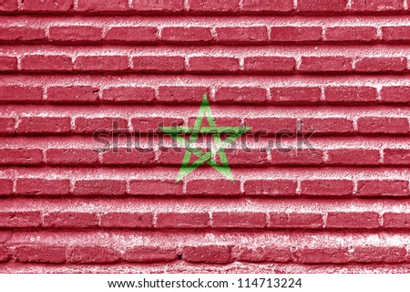 Morocco flag on an old brick wall