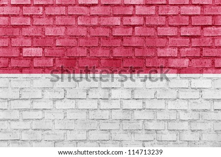 Indonesia flag on a brick wall