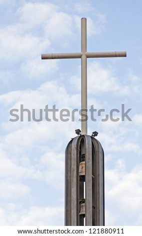 A photo of a religious cross at a church