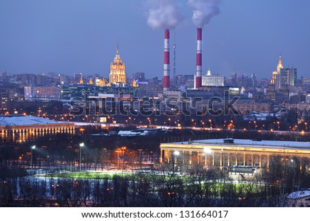 Panorama of night Moscow . The view from the top