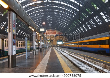 MILANO, ITALY - MAY 8: Milan train station on May 8, 2014. It is one of the main European railway stations.