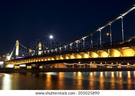 MOSCOW- JULY 12, 2014: Crimean bridge at night on 12 July, 2014. Russia, Moscow