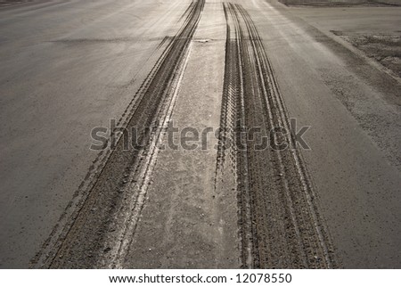 stock photo : Damaged road or street ready for reparation