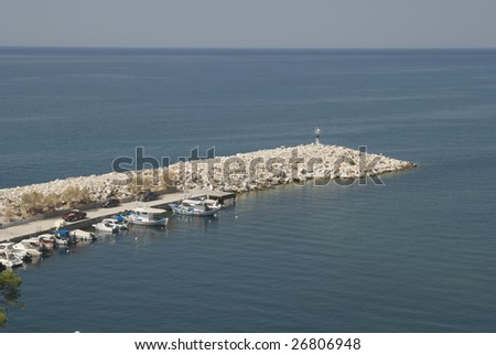 Port in Limenaria at Aegean island Thassos Greece