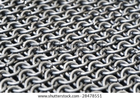 Ring or chain mail armour background selective focus