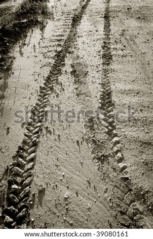 Tire tracks on the ground