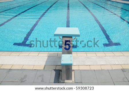 Detail from open air olympic swimming pool, starting place