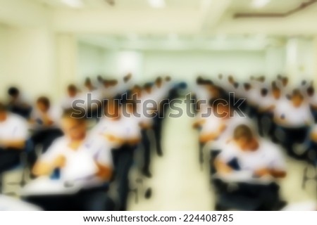 Students are working on the final exam in the class
