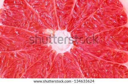 On a photo red grapefruit pulp