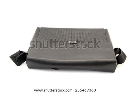 Black men\'s leather bag isolated on white background