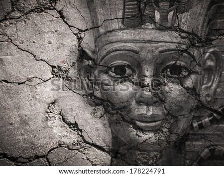 Old Egyptian golden pharaohs mask - travel to Egypt concept , Egyptian Casket