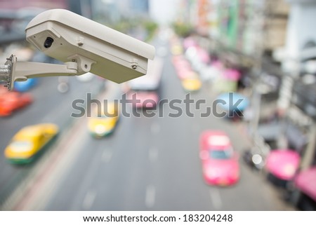 Security camera detecting the movement of traffic.