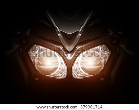 Modern motorcycle headlight with two bulbs