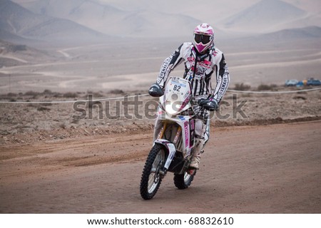COPIAPO - JANUARY 11: Vincent Guindani from France riding his bike during his participation on Rally Dakar 2011 Argentina Chile, January 11 in Copiapo Chile.