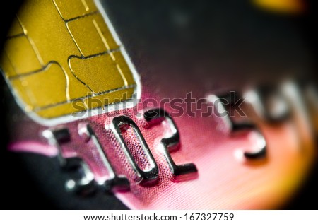 Macro of plastic credit or debit card