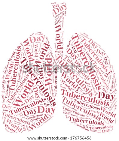Word cloud World Tuberculosis Day related. Healthcare concept of respiratory system disease.