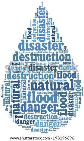 Word cloud illustration related to natural disaster flood