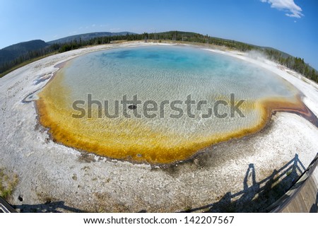 Yellowstone colorful hot pool Geyser Old Faithful