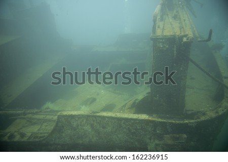 Ship Wreck underwater while diving