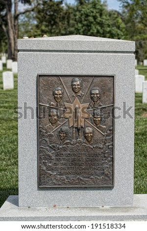 Space shuttle memorial in Arlington Cemetery Washington DC