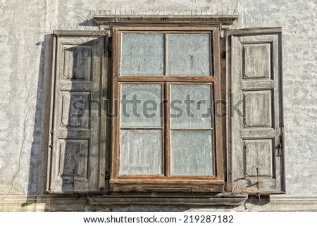 Old wood cabin house window